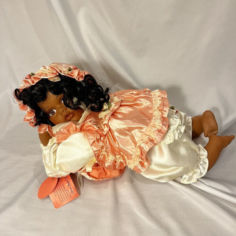 Collectible Porcelain African American Doll with Pillow - Geraldine